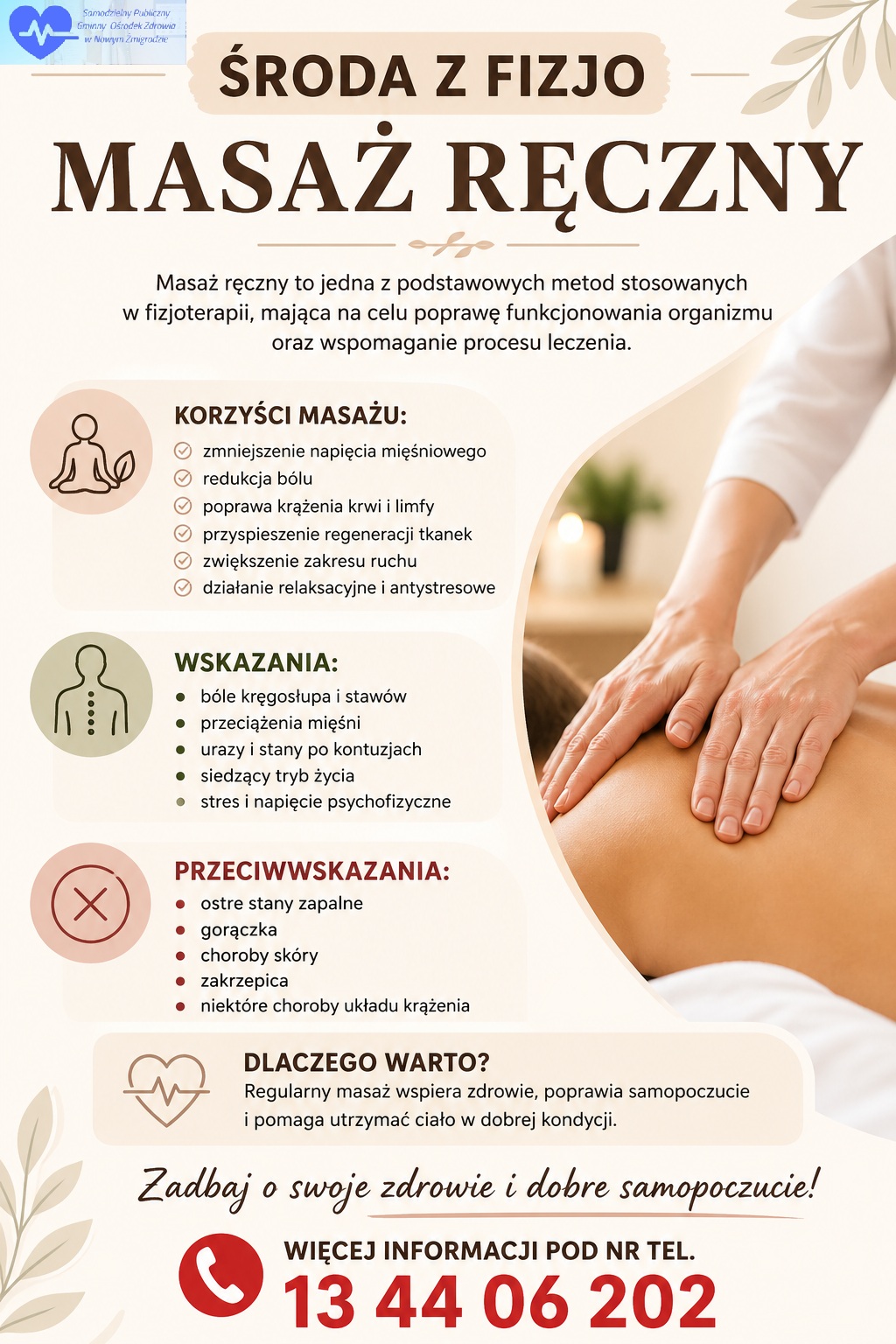 Plakat środa masaż ręczny